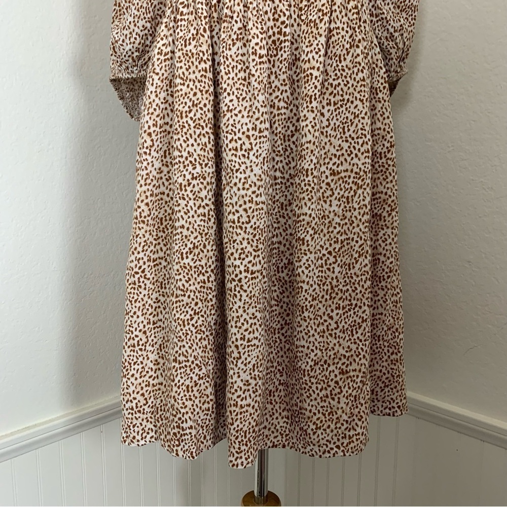 By Together Animal Print Baby Doll Mini Sun Dress Lace Up Back Sz L - Picture 17 of 17